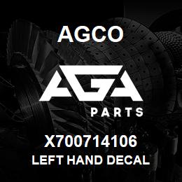 X700714106 Agco LEFT HAND DECAL | AGA Parts