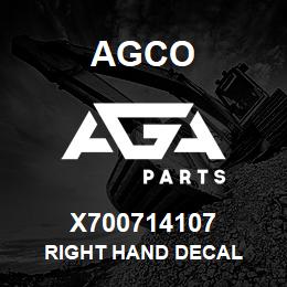 X700714107 Agco RIGHT HAND DECAL | AGA Parts