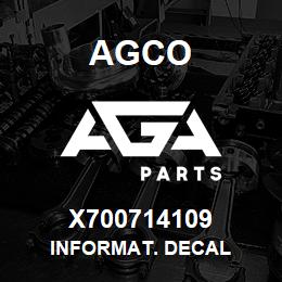 X700714109 Agco INFORMAT. DECAL | AGA Parts