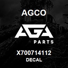 X700714112 Agco DECAL | AGA Parts