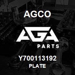 Y700113192 Agco PLATE | AGA Parts