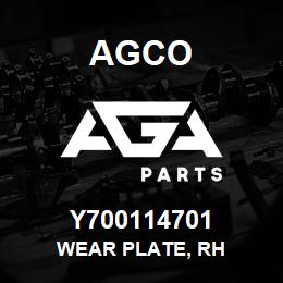 Y700114701 Agco WEAR PLATE, RH | AGA Parts