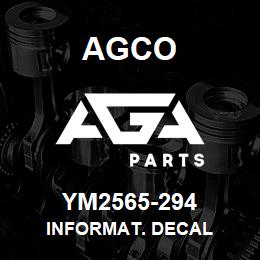 YM2565-294 Agco INFORMAT. DECAL | AGA Parts