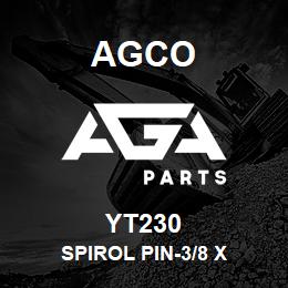 YT230 Agco SPIROL PIN-3/8 X | AGA Parts