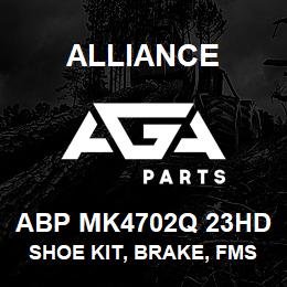 ABP MK4702Q 23HD Alliance SHOE KIT, BRAKE, FMSI 4702, TYPE Q, 23 HD, EXCHANGE | AGA Parts