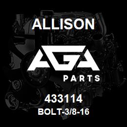 433114 Allison BOLT-3/8-16 | AGA Parts