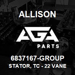 6837167-GROUP Allison STATOR, TC - 22 VANE - FLAT (6835209 AND FLAT) | AGA Parts