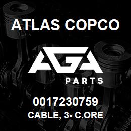 0017230759 Atlas Copco CABLE, 3- C.ORE | AGA Parts