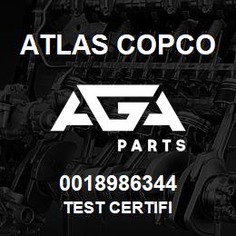 0018986344 Atlas Copco TEST CERTIFI | AGA Parts