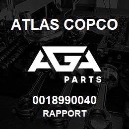 0018990040 Atlas Copco RAPPORT | AGA Parts