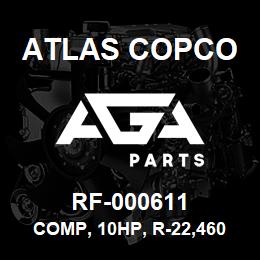 RF-000611 Atlas Copco COMP, 10HP, R-22,460-3-60, SHERM | AGA Parts