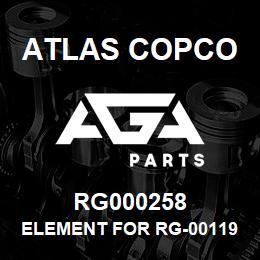 RG000258 Atlas Copco ELEMENT FOR RG-001195 MUFFLER | AGA Parts