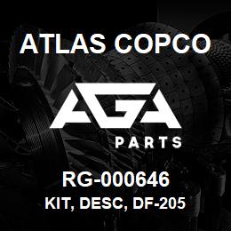 RG-000646 Atlas Copco KIT, DESC, DF-205 | AGA Parts