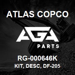 RG-000646K Atlas Copco KIT, DESC, DF-205 | AGA Parts