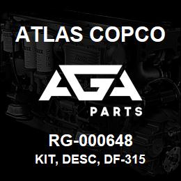 RG-000648 Atlas Copco KIT, DESC, DF-315 | AGA Parts