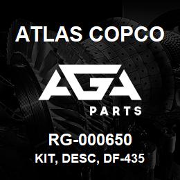 RG-000650 Atlas Copco KIT, DESC, DF-435 | AGA Parts