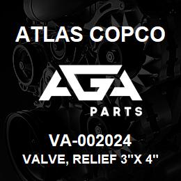 VA-002024 Atlas Copco VALVE, RELIEF 3"X 4" 150 PSI | AGA Parts