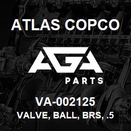 VA-002125 Atlas Copco VALVE, BALL, BRS, .5"NPT, W/ACT | AGA Parts