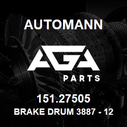 151.27505 Automann Brake Drum 3887 - 12.25" x 7.5" | AGA Parts