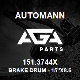 151.3744X Automann Brake Drum - 15"x8.625", 3744X/61991B | AGA Parts