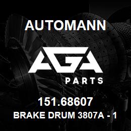 151.68607 Automann Brake Drum 3807A - 16.5" x 8.625", 10 Bolts | AGA Parts