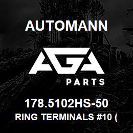 178.5102HS-50 Automann Ring Terminals #10 (16-22GA) Heat Shrink - 50 Pack | AGA Parts
