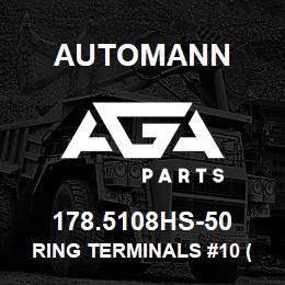 178.5108HS-50 Automann Ring Terminals #10 (14-16GA) Heat Shrink - 50 Pack | AGA Parts