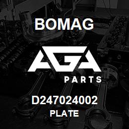 D247024002 Bomag Plate | AGA Parts