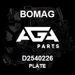 D2540226 Bomag Plate | AGA Parts