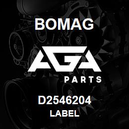 D2546204 Bomag Label | AGA Parts