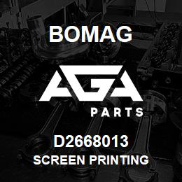 D2668013 Bomag Screen printing | AGA Parts
