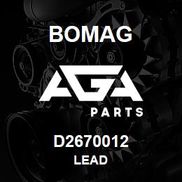 D2670012 Bomag Lead | AGA Parts