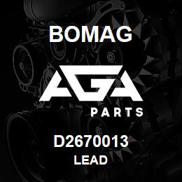 D2670013 Bomag Lead | AGA Parts