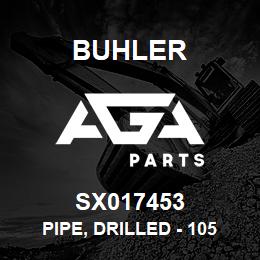 SX017453 Buhler Pipe, Drilled - 105 Long (Sch 40, SS) | AGA Parts