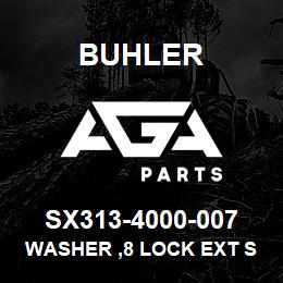 SX313-4000-007 Buhler Washer ,8 Lock Ext Stl Zinc | AGA Parts