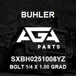 SXBH0251008YZ Buhler Bolt 1/4 x 1.00 Grade 8 Zinc | AGA Parts