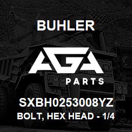 SXBH0253008YZ Buhler Bolt, Hex Head - 1/4 x 3 Gr-8 YZ | AGA Parts