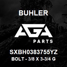 SXBH0383755YZ Buhler Bolt - 3/8 x 3-3/4 Gr5 YZ | AGA Parts