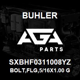 SXBHF0311008YZ Buhler Bolt,Flg,5/16x1.00 Gr8 Yllw Zn | AGA Parts