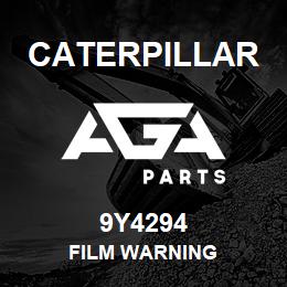 9Y4294 Caterpillar FILM WARNING | AGA Parts
