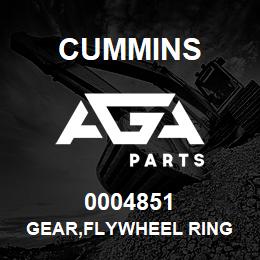0004851 Cummins GEAR,FLYWHEEL RING | AGA Parts