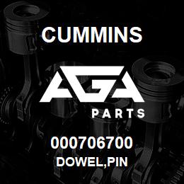 000706700 Cummins DOWEL,PIN | AGA Parts