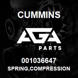 001036647 Cummins SPRING,COMPRESSION | AGA Parts