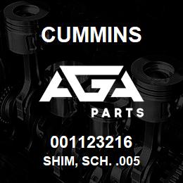001123216 Cummins SHIM, SCH. .005 | AGA Parts
