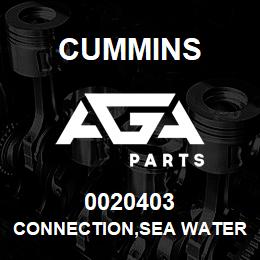 0020403 Cummins CONNECTION,SEA WATER | AGA Parts
