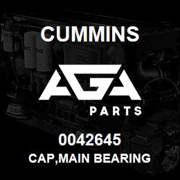 0042645 Cummins CAP,MAIN BEARING | AGA Parts