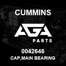 0042646 Cummins CAP,MAIN BEARING | AGA Parts