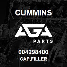 004298400 Cummins CAP,FILLER | AGA Parts