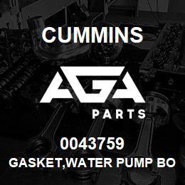 0043759 Cummins GASKET,WATER PUMP BODY | AGA Parts