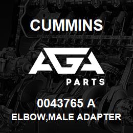 0043765 A Cummins ELBOW,MALE ADAPTER | AGA Parts